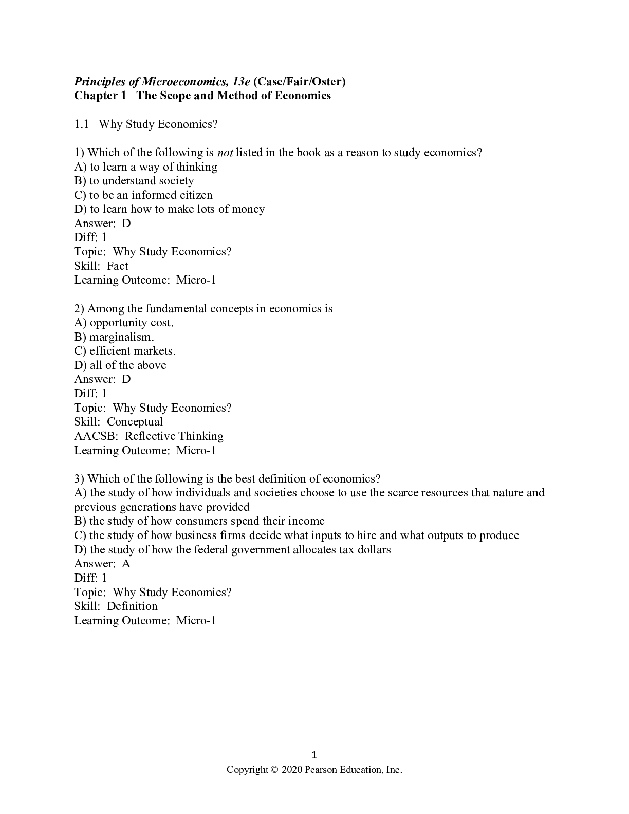 Test Bank File to Principles of Microeconomics Test Item File